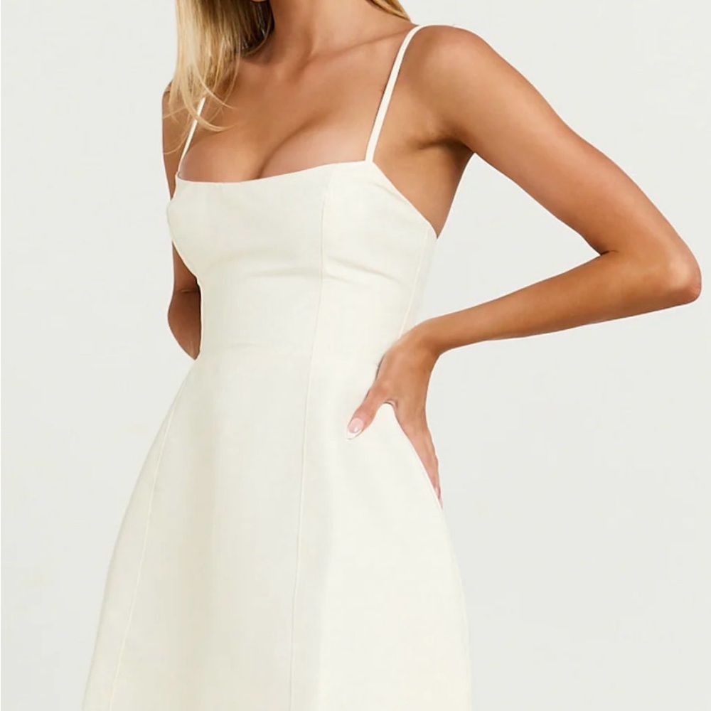 NWT Showpo Carolina Mini A-Line Spaghetti Strap Dress - Off White Size US 8